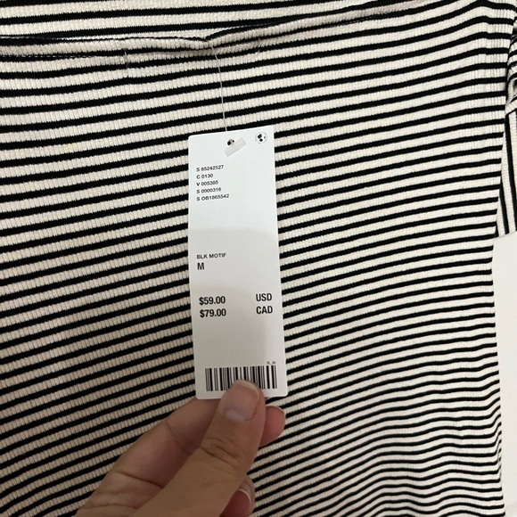 NWT Urban Outfitters Spencer Off-The-Shoulder size medium Midi Dress Striped - Picture 9 of 9